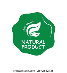 Logotipo de Vector natural 100% o Plantilla de la insignia. Este diseño utiliza el símbolo de la hoja. Adecuado para el producto.