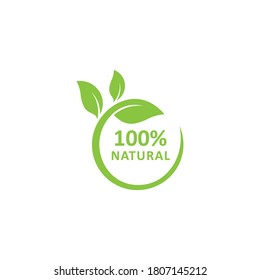 Diseño de logotipo vectorial 100% natural. Icono 100% natural para alimentos de producto , ilustración vectorial