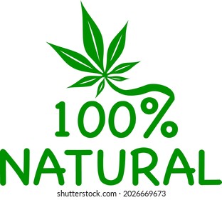 100% natural vector logo or icon, white background hundrad percent natural logo