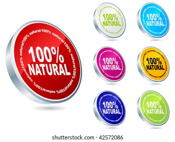 100% natural web buttons different colors