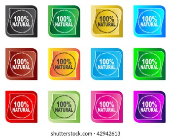 100% natural web buttons different colors