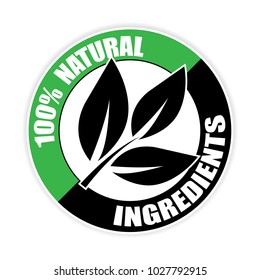 100% natural,ingredients sticker,vector illustration