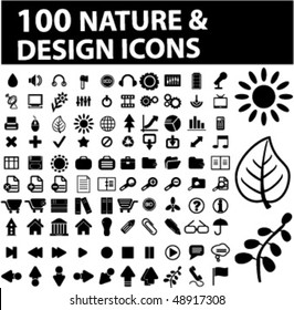 100 nature & design icons. vector