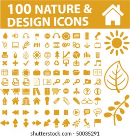 100 nature & design icons. vector