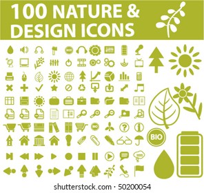 100 nature & design signs. vector