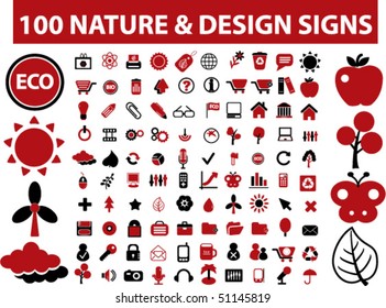 100 nature & design signs. vector