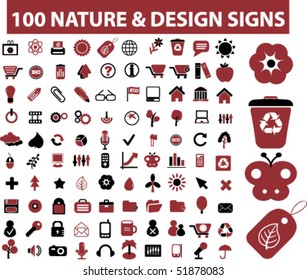 100 nature & design signs. vector