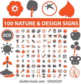 100 nature & design signs. vector