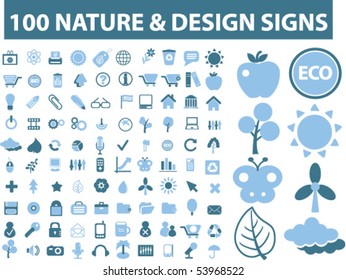 100 nature & design signs. vector