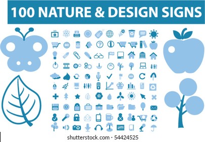 100 nature & design signs. vector