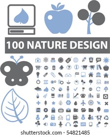 100 sinais de design de natureza. vetor