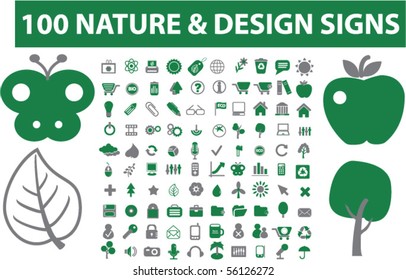 100 nature & design signs. vector