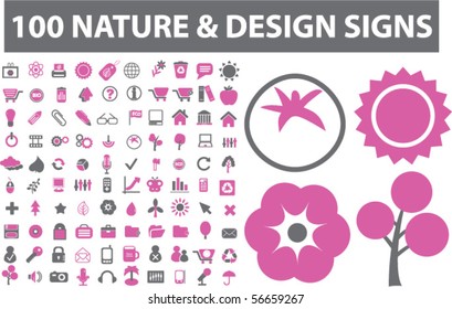 100 nature & design signs. vector