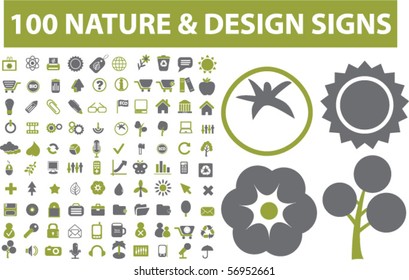 100 nature & design signs. vector