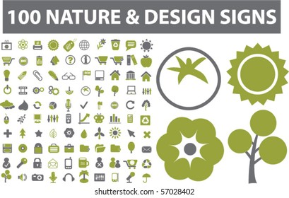 100 nature & design signs. vector
