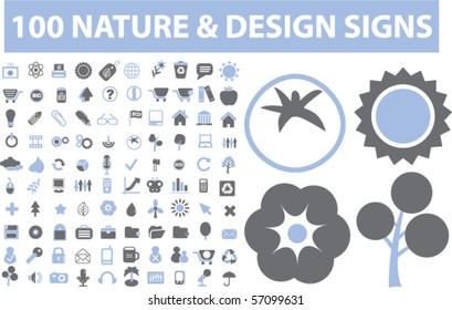 100 nature & design signs. vector