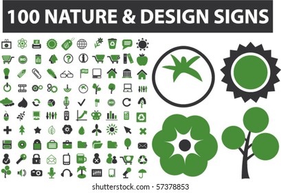 100 nature & design signs. vector