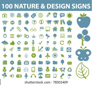 100 nature & design signs, vector