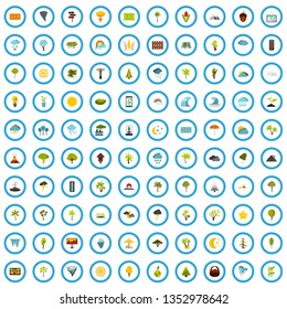 100 nature icons set in flat style for any design vector illustration