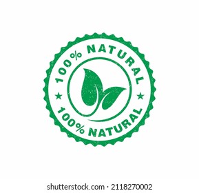 100% nature label sticker badge Vector, 100 percent natural stamp logo, nature logo