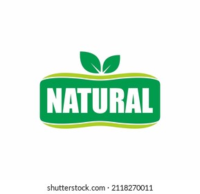 100% nature label sticker badge Vector, 100 percent natural stamp logo, nature logo