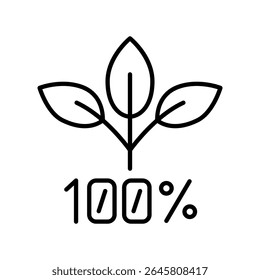 100% nature Lineart Icon for eco-friendly projects and web design elements