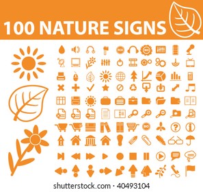 100 nature signs. vector