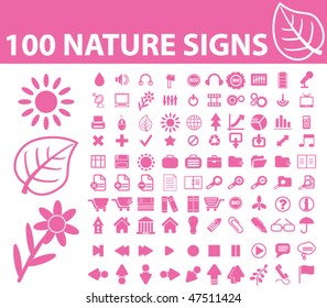 100 nature signs. vector