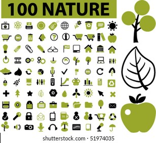 100 nature signs. vector