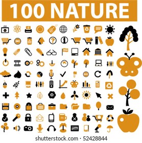 100 nature signs. vector