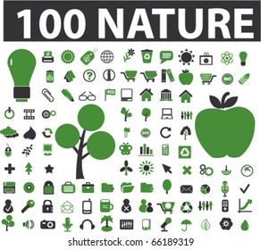 100 nature signs. vector