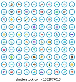 100 nautical icons set in cartoon style for any design vector illustration