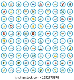 100 nautical icons set in flat style for any design vector illustration