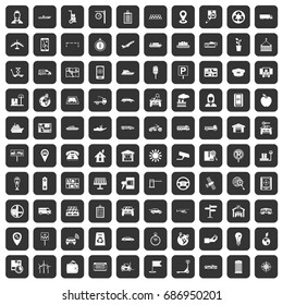 100 navigation icons set in black color isolated vector illustration