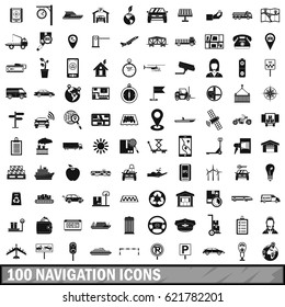 100 navigation icons set in simple style for any design vector illustration