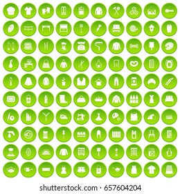 100 needlework icons set green circle isolated on white background vector illustration
