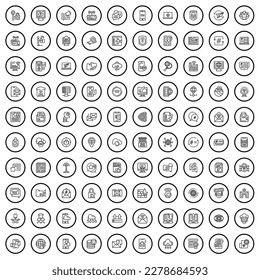 100 network icons set. Outline illustration of 100 network icons vector set isolated on white background
