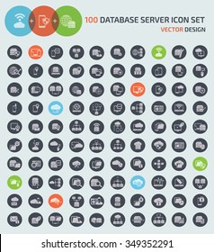 100 Networking,Database,Server,Internet,Lan, and technology icons set design,vector