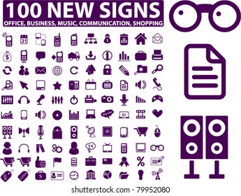 100 new icons, signs, vector