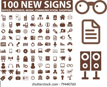 100 new signs, icons, vector