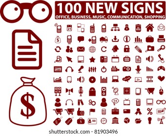 100 nuevos signos, iconos, vector