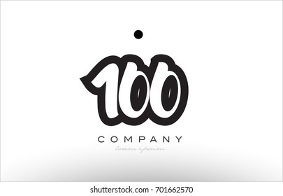 100 number black white bold logo vector creative company icon design template hand written background