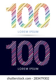 100 Number ,Colorful font designed using zigzag line, graphic vector.