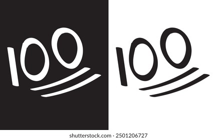 100 number logo design in paint brush strokes.