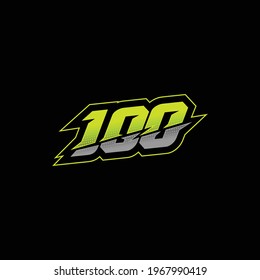 100 number racing design vector