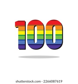 100 Number Rainbow Color Logo Design Template Inspiration, Vector Illustration.