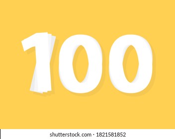 100 Number vector, modern layers design font. Eps10 illustration             ,