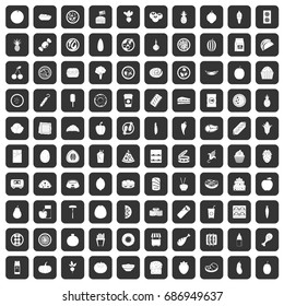 100 nutrition icons set in black color isolated vector illustration
