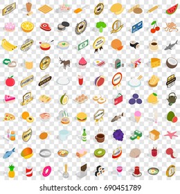 100 nutrition icons set in isometric 3d style for any design vector illustration