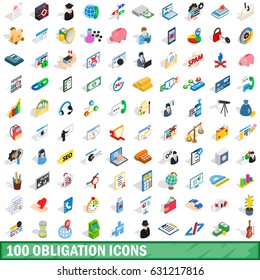 100 obligation icons set in isometric 3d style for any design vector illustration